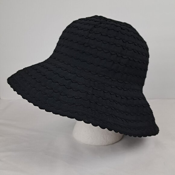San Diego Hat Company Black Ribbon Braided Sun Hat Scalloped Edge - Picture 7 of 14